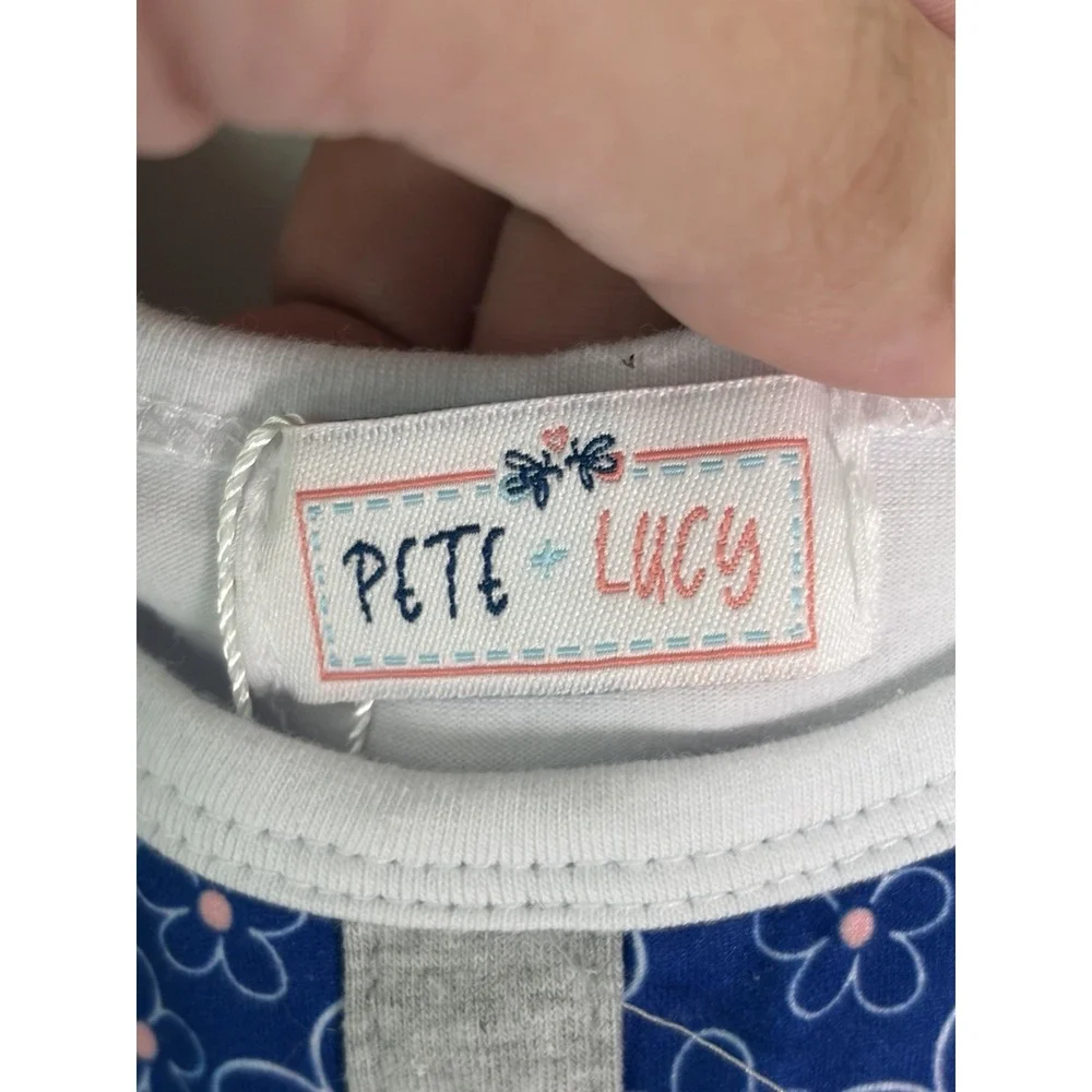 Pete + Lucy Summer Girls White & Blue Floral Sleeveless Top in Size 6/6X